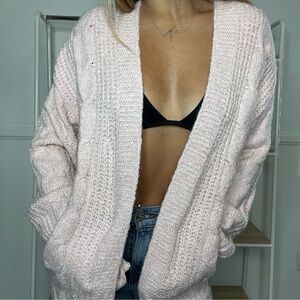 Abercrombie & Fitch Cozy Pink Knit Cardigan Sweater